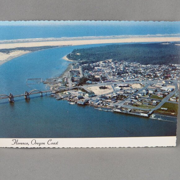 Vintage Postcard - Florence Oregon Aerial Photo - Smith Western - Picture 4 of 4